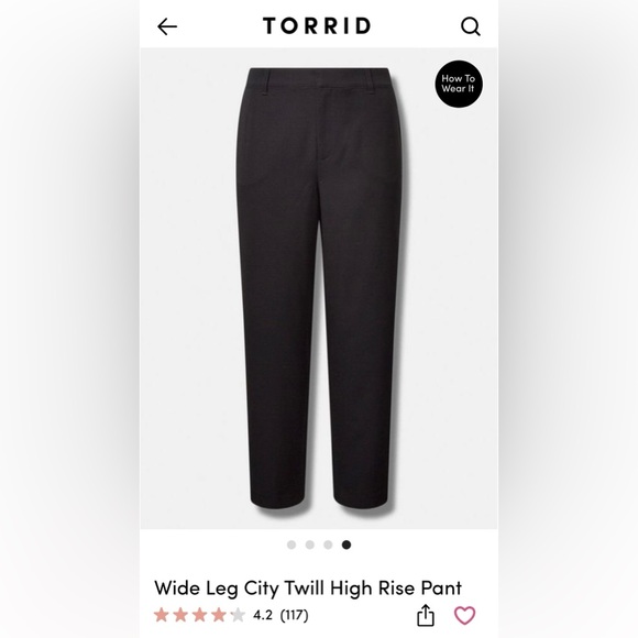 Torrid Wide Leg CityTwill High Rise Pant Black Size 16 Tall - Picture 9 of 9